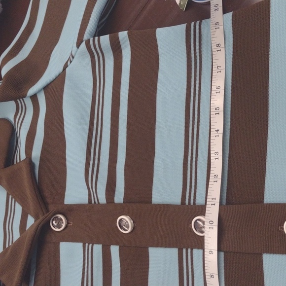 Marberni, 60's Union Made Vintage Elegant Blue/Brown Long Sleeve Dress Size 16 - Picture 10 of 16